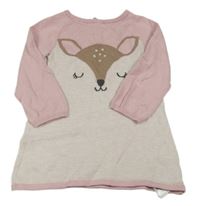 Světlebéžovo/růžové vlnené šaty so srnkou zn. H&M