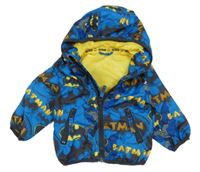 Modro-čierna šušťáková jarná bunda s Batmany a kapucňou zn. M&S