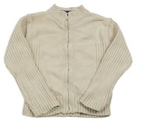 Svetlobéžový rebrovaný prepínaci sveter s nápismi H&M