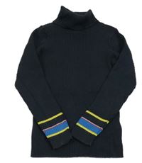 Tmavomodrý rebrovaný svetrový rolák s pruhmi Next