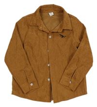 Hnědá manšestrová košile s dinosaurem SHEIN