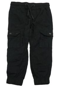 Černé cargo cuff plátěné kalhoty PEP&CO