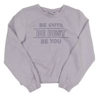 Svetlofialová funkčná crop mikina s nápismi ERGEENOMIXX