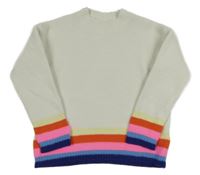 Smetanový oversize svetr s barevnými pruhy M&S