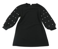 Čierne vzorované šaty s perlami SHEIN