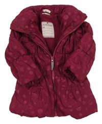 Vínová puntíkatá prošívaná šusťáková zimní bunda Topolino
