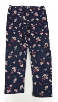 Tmavomodré legíny s kvietkami a muchomůrkami Topolino