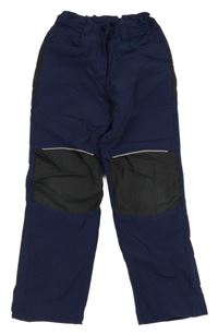 Tmavomodro-černé šusťákové outdoorové podšité kalhoty crane