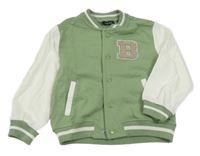 Olivovo-biela baseballová mikina s písmenkom a jeepem a palmami BLUE SEVEN