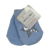 Nové - světlemodré pletené rukavice s hvězdičkou z flitrů Super Soft