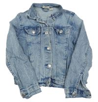 Modrá šisovaná rifľová crop bunda s golierikom alive