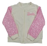 Smetanovo-ružová prepínaci mikina s Barbie a flitrami H&M