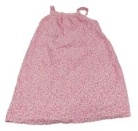 Svetloružové bodkovaná é plátenné letné šaty Vertbaudet