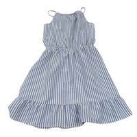 Modro-bílé pruhované krepové letní šaty H&M