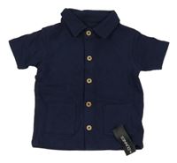 Nové - tmavomodrá vzorovaná tričková košile St. Bernard