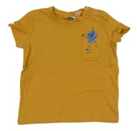 Okrové tričko s chobotnicí a vreckom Lily & Dan