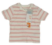 Nové - bielo-ružové pruhované tričko PRIMARK