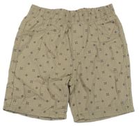 Béžovošedé vzorované plátenné kraťasy Topomini