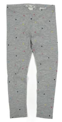 Šedé melírované legíny s barevnými srdíčky H&M