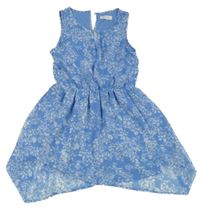 Modré šifonové šaty s kytičkami H&M