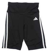 Čierno-biele funkčné športové legínové kraťasy Adidas