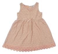 Světlebroskvové čipkové šaty s mašlou H&M