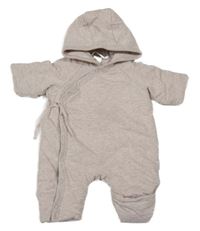Béžová melírovaná zateplená kombinéza s kapucňou H&M