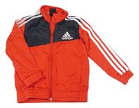 Čeveno-tmavomodrošedá propínací sportovní mikina Adidas