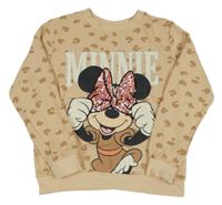 Světlebéžovo-hnedá vzorovaná mikina s Minnie s flitrami H&M