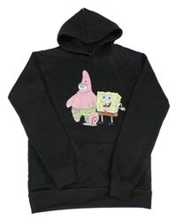 Černá teplá mikina se SpongeBobem a kapucí 