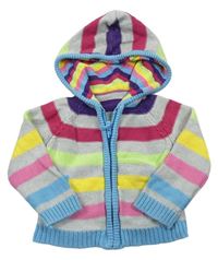 Farebný pruhovaný prepínaci sveter s kapucňou Mothercare