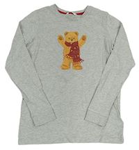 Sivé melírované tričko s medvedíkom M&S