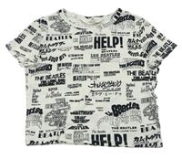Biele rebrované crop tričko s nápisy - The Beatles H&M