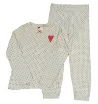 Biele bodkovaná é pyžama so srdcem H&M
