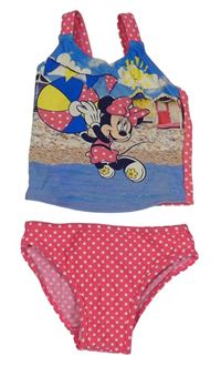 Modro-tmavorůžové tankini s Minnie a puntíky George