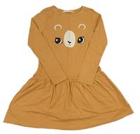 Hnedé bavlnené šaty s medvěďom H&M
