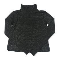 Čierny trblietavý svetrový ľahký crop rolák