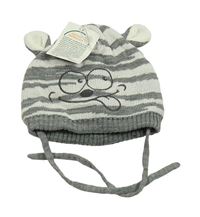 Nové - Šedo-bílá vzorovaná čepice s čumákem Ergee