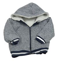 Modrá melírovaná pletená zateplená propínací mikina s kapucí Pusblu