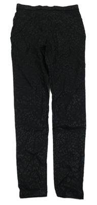 Černé vzorované elastické skinny kalhoty George