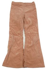 Starorůžové manšestrové elastické flare kalhoty H&M