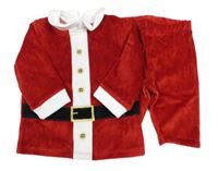 2set - Červené sametové triko - Santa + tepláky F&F