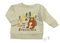 Nové - Béžová melírovaná mikina s medvěďom a stromky Dunnes