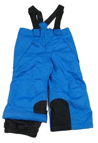 Modré šusťákové oteplovačky s odepínacími kšandam Lupilu