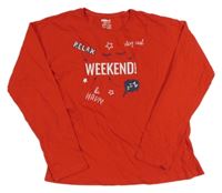 Červené tričko s nápisom a řasami Pepperts