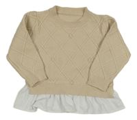 Béžový károvaný sveter s halenkou Shein