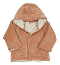 Staroružová rebrovaná zamatová zateplená prepínaci mikina s kapucňou M&S