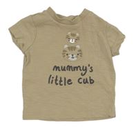 Béžové tričko s mačkami a nápisom Nutmeg