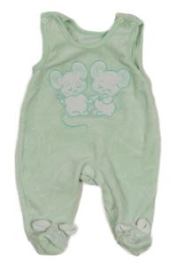 Zelenkavé sametové dupačky s myškami