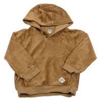 Hnedá rebrovaná zamatová mikina s kapucňou LaRedoute